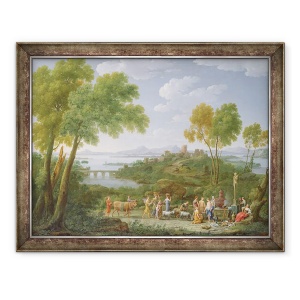 Tablou inramat - Hendrik van Lint - Un peisaj italian extins cu un sacrificiu, 70 x 90 cm