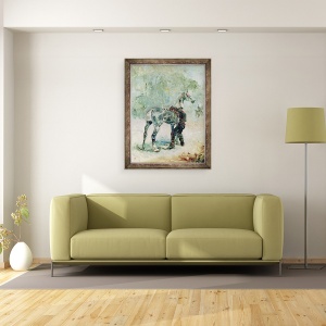 Tablou inramat - Henri de Toulouse-Lautrec - Artilerist isi pune saua pe cal, 70 x 90 cm - Img 2