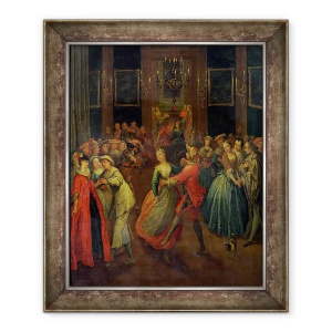 Tablou inramat - Henri J. van Blarenberghe - Balul Costumului, 50 x 60 cm