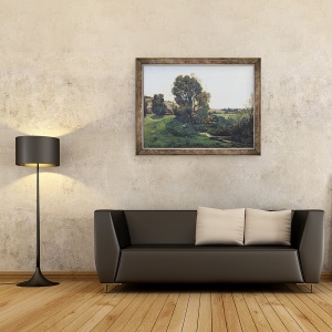 Tablou inramat - Henri-Joseph Harpignies - Vedere din Moncel-sur-Seine, 70 x 90 cm - Img 2