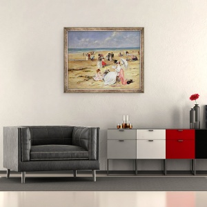 Tablou inramat - Henri Michel-Levy - Plaja la Courseulles, 50 x 60 cm - Img 2