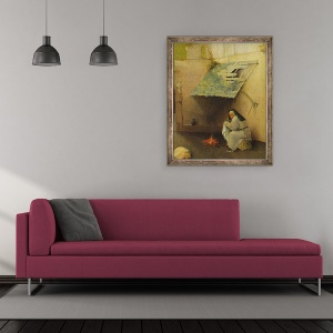 Tablou inramat - Hieronymus Bosch - Adorarea Magilor, detaliu al unei figuri de fundal, 50 x 60 cm - Img 2