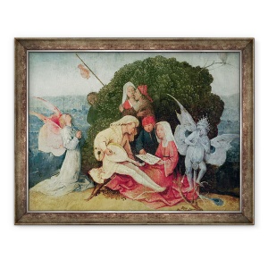 Tablou inramat - Hieronymus Bosch - Muzicienii de pe partea de sus a vagonului, detaliu al panoului central al Haywain Triptic, 60 x 80 cm
