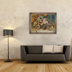 Tablou inramat - Hieronymus Bosch - Triptic al ispitei Sfantului Anton, 70 x 90 cm - Img 2