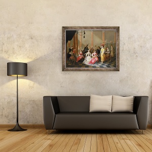Tablou inramat - Hieronymus Janssens - O companie eleganta la muzica inainte de un banchet, 70 x 90 cm - Img 2