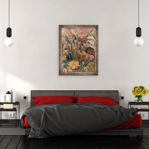Tablou inramat - Hilary Simon - Lillies Calla cu Trandafiri Tuber, 60 x 80 cm - Img 3