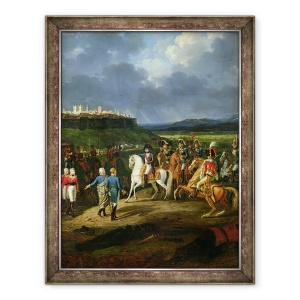 Tablou inramat - Hippolyte Lecomte - Prizonierii englezi de la Astorga fiind prezentati lui Napoleon Bonaparte 1769-1821 in 1809, detaliu II, 70 x 90 cm