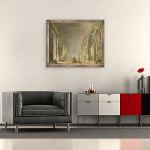 Tablou inramat - Hubert Robert - Marea Galerie a Luvru intre 1801 si 1805, 70 x 85 cm - Img 2