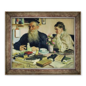 Tablou inramat - Ilya Efimovich Repin - Leo Tolstoi cu sotia sa in Yasnaya Polyana, 50 x 60 cm