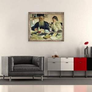 Tablou inramat - Ilya Efimovich Repin - Leo Tolstoi cu sotia sa in Yasnaya Polyana, 50 x 60 cm - Img 2
