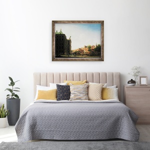 Tablou inramat - Isaak Ouwater - O vedere de-a lungul Nieuwezijds Voorburgwal in Amsterdam arata partea din spate a Palatului Regal, 60 x 80 cm - Img 3