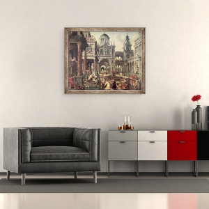 Tablou inramat - Jacob de Vries - Regele Solomon si regina din Seba, 70 x 85 cm - Img 2