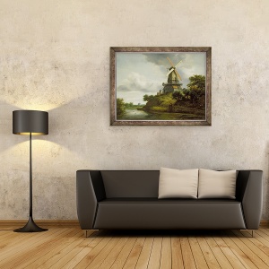 Tablou inramat - Jacob Isaaksz - Moara de vant langa un rau, 60 x 80 cm - Img 2