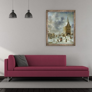 Tablou inramat - Jan Abrahamsz. Beerstraten - Poarta orasului Hoorn, 50 x 60 cm - Img 2