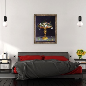 Tablou inramat - Jan Brueghel the Elder - Flori intr-un Tazza de Aur, 60 x 80 cm - Img 3