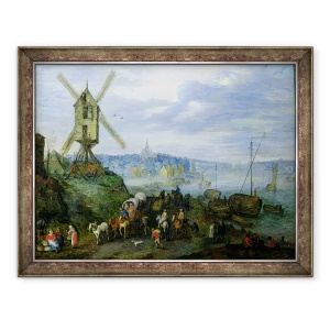 Tablou inramat - Jan Brueghel the Elder - Peisaj cu rau II, 70 x 90 cm