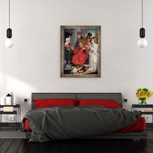 Tablou inramat - Jan II Provost - Abraham, Sara si un inger, 60 x 80 cm - Img 3