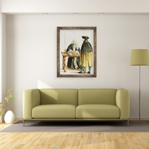 Tablou inramat - Jan van Grevenbroeck - Un magistrat de joc carti cu un om mascat, 70 x 90 cm - Img 2