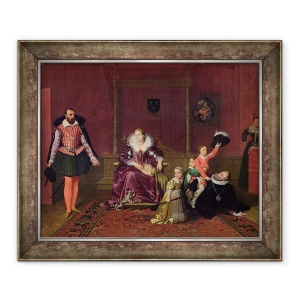 Tablou inramat - Jean Auguste Dominique Ingres - Henri al IV-lea 1553-1610 Regele Frantei si Navarrei Se joaca cu copiii sai ca ambasador al Spaniei isi face intrarea, 70 x 85 cm