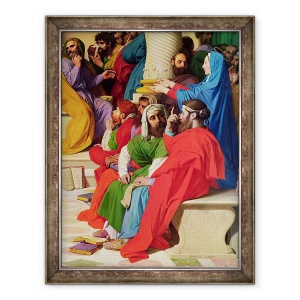 Tablou inramat - Jean Auguste Dominique Ingres - Isus printre doctori, detaliu de medici si Fecioara Maria, 70 x 90 cm
