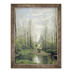 Tablou inramat - Jean Baptiste Camille Corot - Biserica de la Marissel, 70 x 90 cm