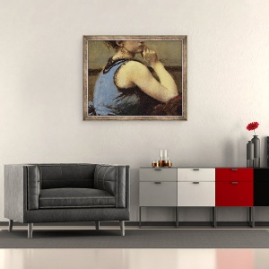 Tablou inramat - Jean Baptiste Camille Corot - Femeia in albastru, 50 x 60 cm - Img 2