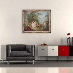 Tablou inramat - Jean-Baptiste Joseph Pater - Adunarea intr-un parc, 70 x 85 cm - Img 2