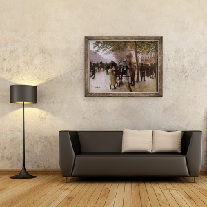 Tablou inramat - Jean Beraud - Bulevardele, Seara in fata Cafenelei Napolitain, 70 x 90 cm - Img 2
