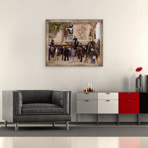 Tablou inramat - Jean Beraud - inmormantarea lui Victor Hugo 1802-85 la Arcul de Triumf, 50 x 60 cm - Img 2