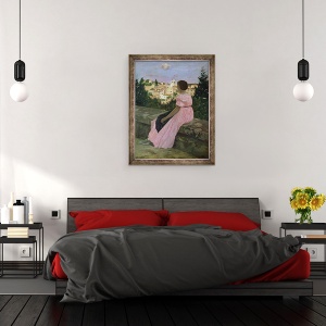Tablou inramat - Jean Frederic Bazille - Rochia roz, sau Vedere de Castelnau-le-Lez, Herault, 60 x 80 cm - Img 3