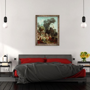 Tablou inramat - Jean-Honore Fragonard - Progresul iubirii, Iubitul incoronat, 70 x 90 cm - Img 3