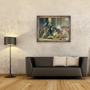 Tablou inramat - Jean Louis Bezard - Scena Revolutiei din 1830 de la Luvru, 70 x 90 cm - Img 2