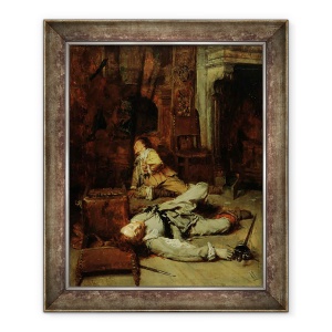 Tablou inramat - Jean-Louis Ernest Meissonier - Sfarsitul jocului de carti, 70 x 85 cm