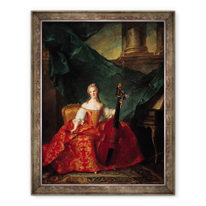 Tablou inramat - Jean-Marc Nattier - Madame Henriette de France 1727-52 in costum de curte cantand un Bass Viol, 60 x 80 cm