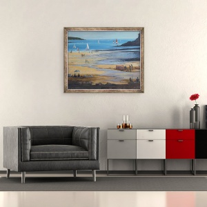 Tablou inramat - Jennifer Wright - Nisipurile de Nord Salcombe I, 50 x 60 cm - Img 2