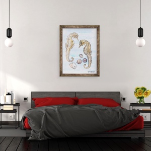Tablou inramat - Joan Thewsey - Doi caluti de mare, cu scoici, 2000, 60 x 80 cm - Img 3