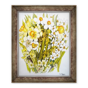 Tablou inramat - Joan Thewsey - Narcise, Narcis, Forsythia si Ciubotica-cucului, 50 x 60 cm