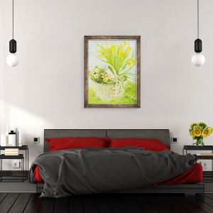 Tablou inramat - Joan Thewsey - Narcisele si primulele intr-un cos, 60 x 80 cm - Img 3