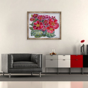 Tablou inramat - Joan Thewsey - Primula cu margini albe 2012, 70 x 85 cm - Img 2
