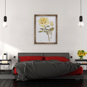 Tablou inramat - Joan Thewsey - Trandafir galben cu frunze cu Bud, 2012, 70 x 90 cm - Img 3