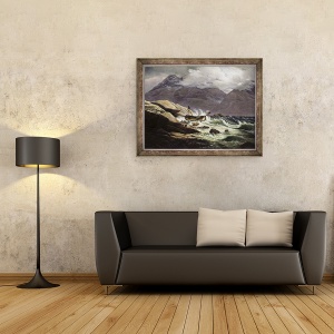Tablou inramat - Johan Christian Dahl - Naufragiu pe coasta norvegiana, 70 x 90 cm - Img 2