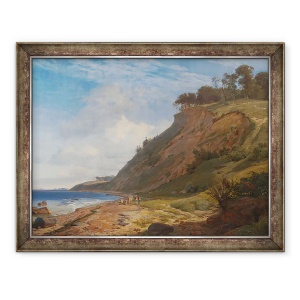 Tablou inramat - Johan Thomas Lundbye - O coasta daneza. Vedere din Kitnæs de fiordul Roskilde, 70 x 90 cm
