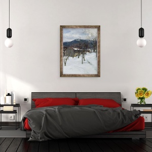 Tablou inramat - Johann Sperl - Peisaj de iarna langa Kutterling, 60 x 80 cm - Img 3
