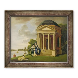 Tablou inramat - Johann Zoffany - David Garrick 1717-79 si sotia sa de templul lui Shakespeare la Hampton, 50 x 60 cm