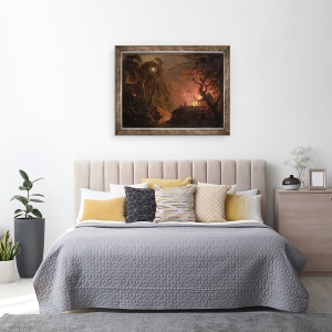 Tablou inramat - Joseph Wright - O cabana pe foc pe timp de noapte, 60 x 80 cm - Img 3