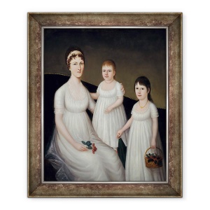 Tablou inramat - Joshua Johnson - Grace Allison McCurdy si fiicele ei, Mary Jane si Letitia Grace, 50 x 60 cm
