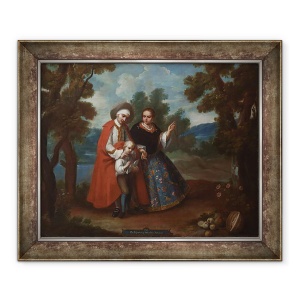 Tablou inramat - Juan Patricio Morlete Ruiz - VII. Din spaniol si Morsica, Albinos VII. De español y morisca, albino, 50 x 60 cm
