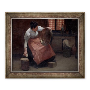 Tablou inramat - Jules Ernest Renoux - Femeie de curatare, 50 x 60 cm