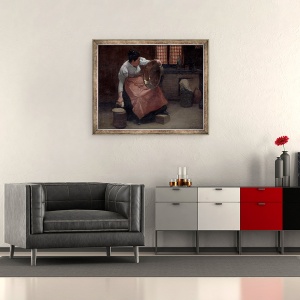 Tablou inramat - Jules Ernest Renoux - Femeie de curatare, 50 x 60 cm - Img 2