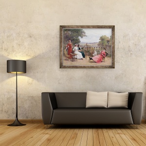 Tablou inramat - Jules Frederic Ballavoine - Pictura pe terasa, 70 x 90 cm - Img 2